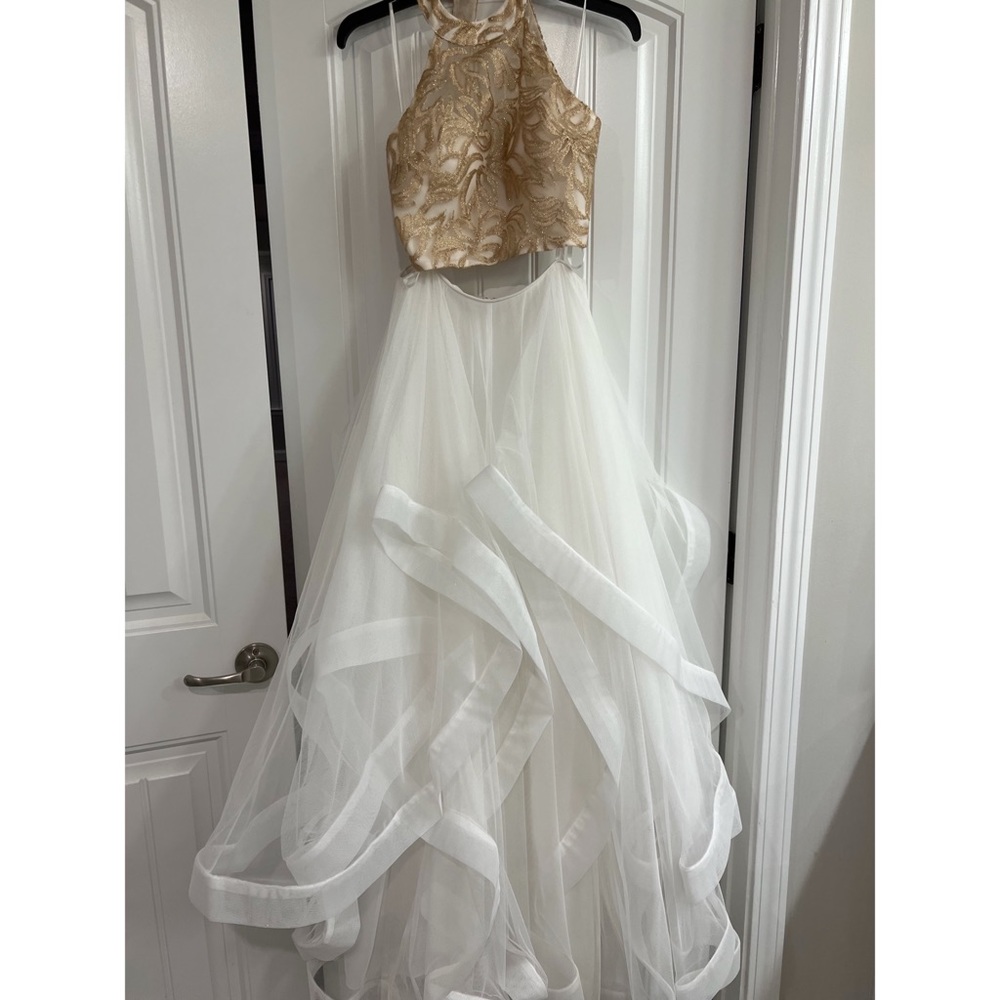White and Gold (2 piece) Prom Outfit
